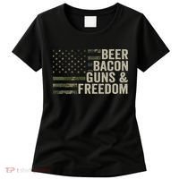 BEER BACON GUNS & FREEDOM - Funny BBQ Drinking Gun Camo Women's T-Shirt thumb 0