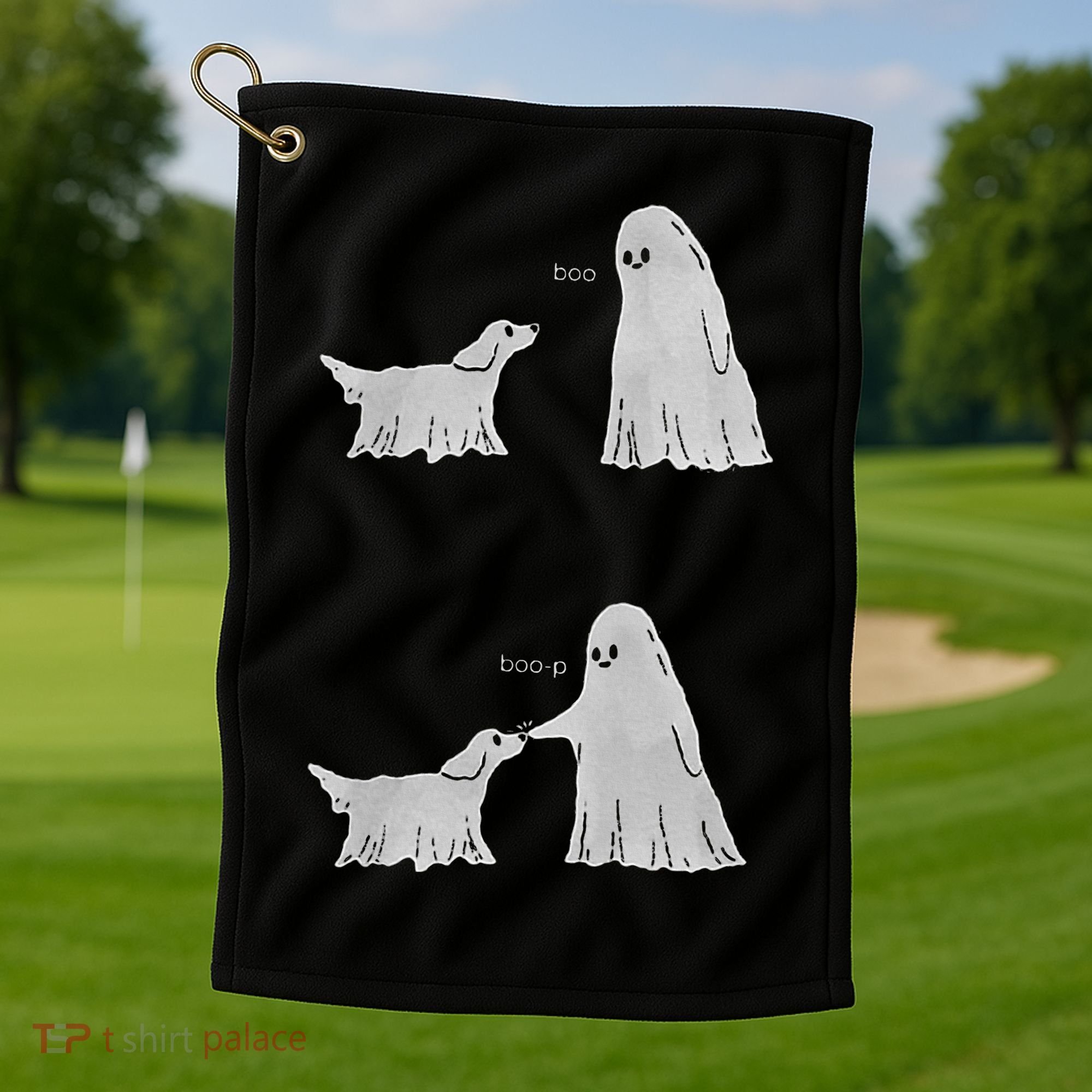 Boo Boop Ghost Dog Halloween Golf Towel