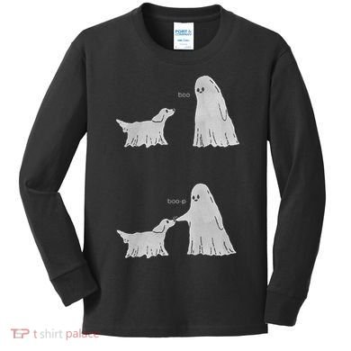 Boo Boop Ghost Dog Halloween Kids Long Sleeve Shirt