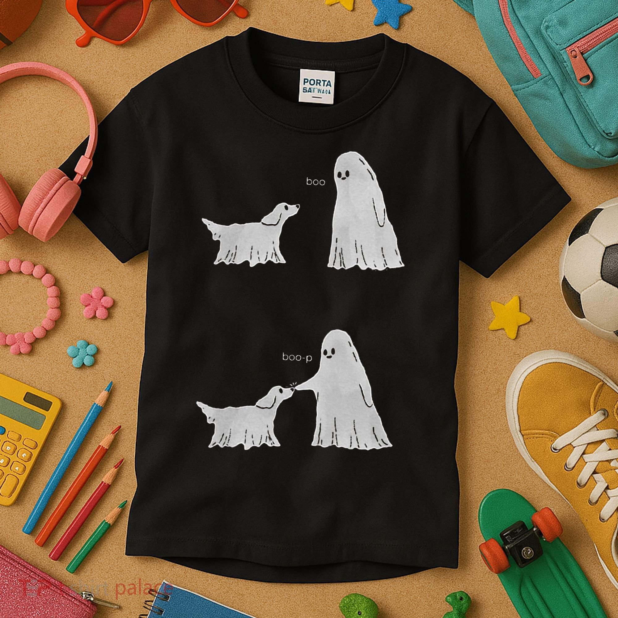 Boo Boop Ghost Dog Halloween Kids T-Shirt