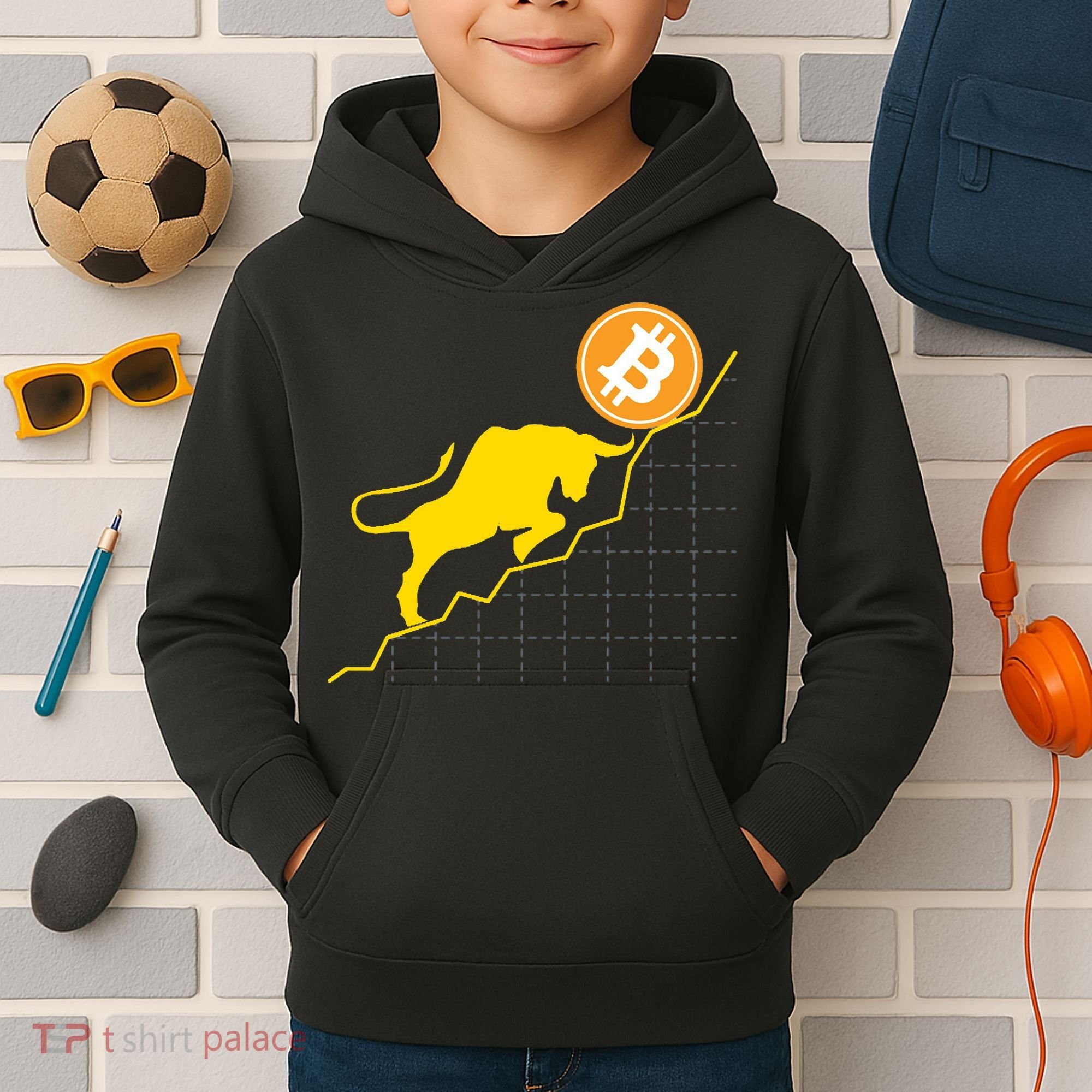 Bitcoin Bull Graph Bullish BTC Crypto Kids Hoodie