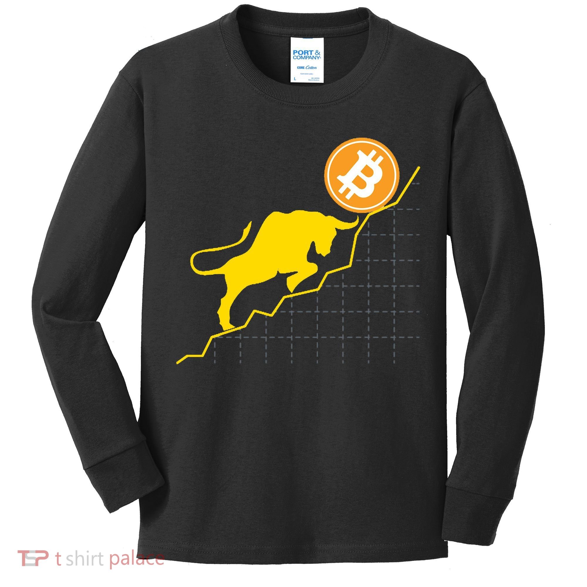 Bitcoin Bull Graph Bullish BTC Crypto Kids Long Sleeve Shirt