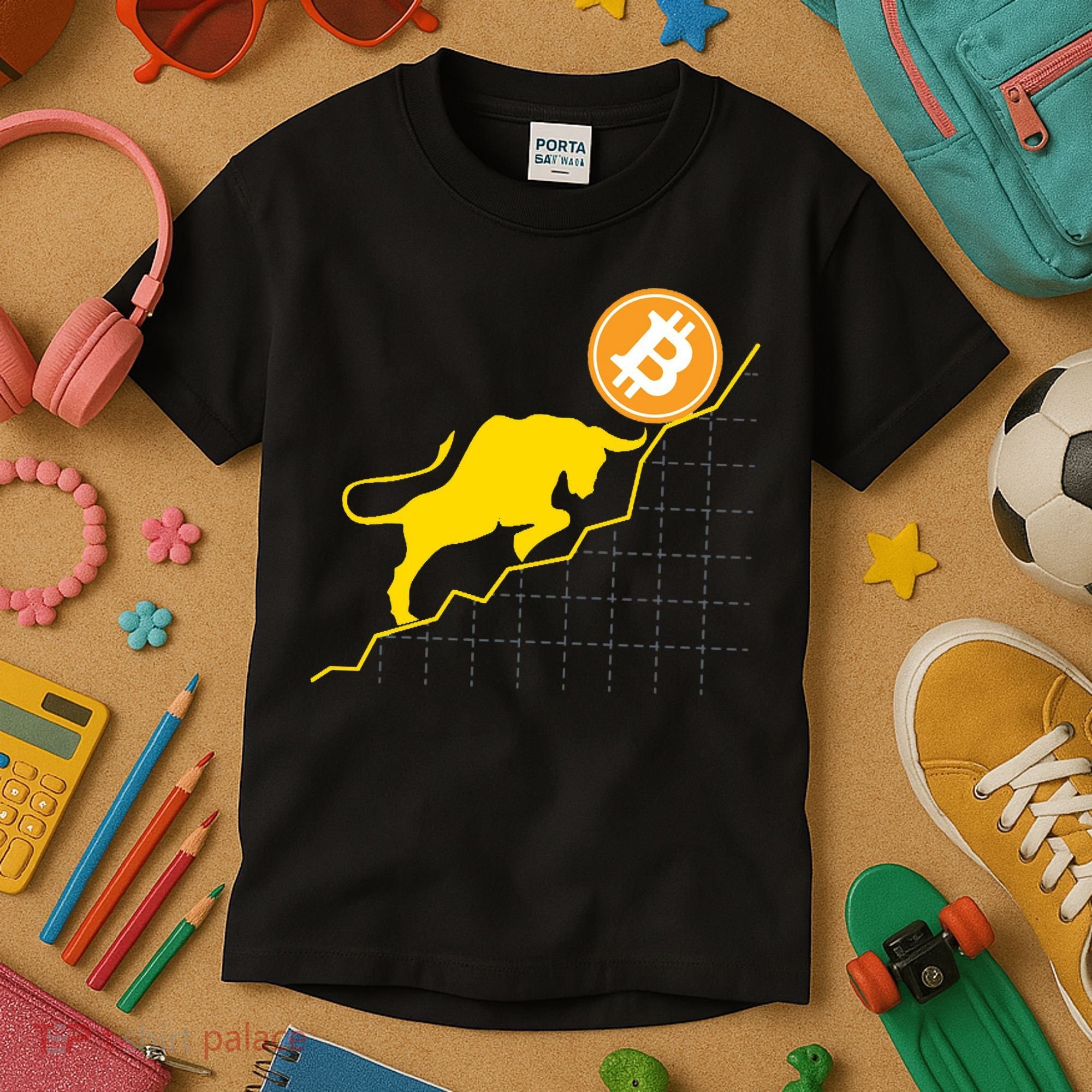 Bitcoin Bull Graph Bullish BTC Crypto Kids T-Shirt