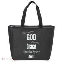 Blessed By God Saved By Grace Spoiled By My Aunt Tote Bag thumb 0