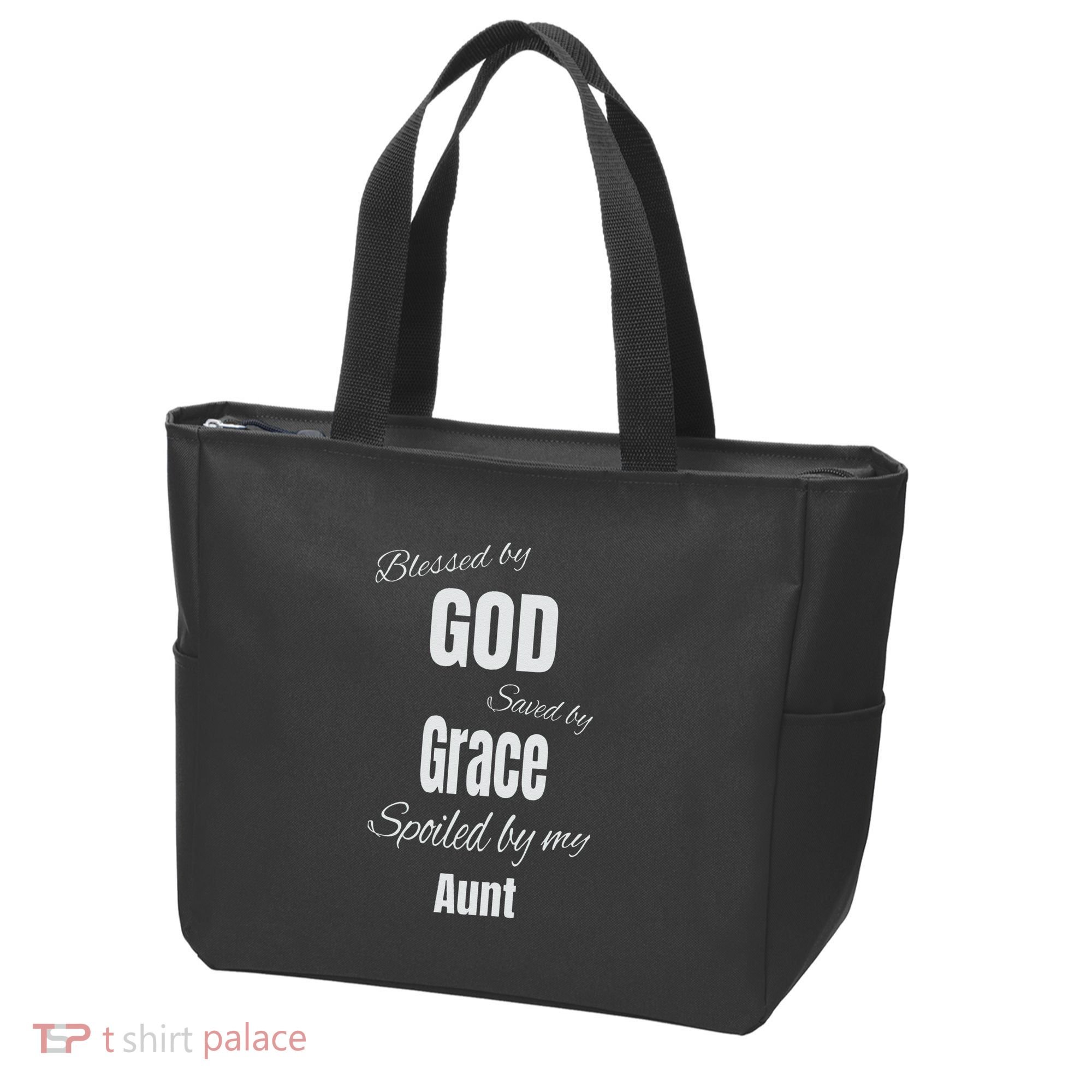 Blessed By God Saved By Grace Spoiled By My Aunt Tote Bag