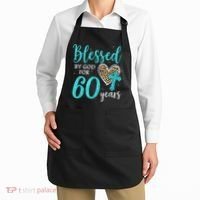 Blessed By God For 60 Years Happy 60th Bday Leopard Heart Apron thumb 2