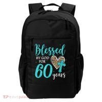 Blessed By God For 60 Years Happy 60th Bday Leopard Heart Backpack thumb 0