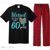 Blessed By God For 60 Years Happy 60th Bday Leopard Heart Pajama Set thumb 0