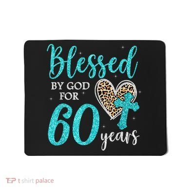 Blessed By God For 60 Years Happy 60th Bday Leopard Heart Mousepad