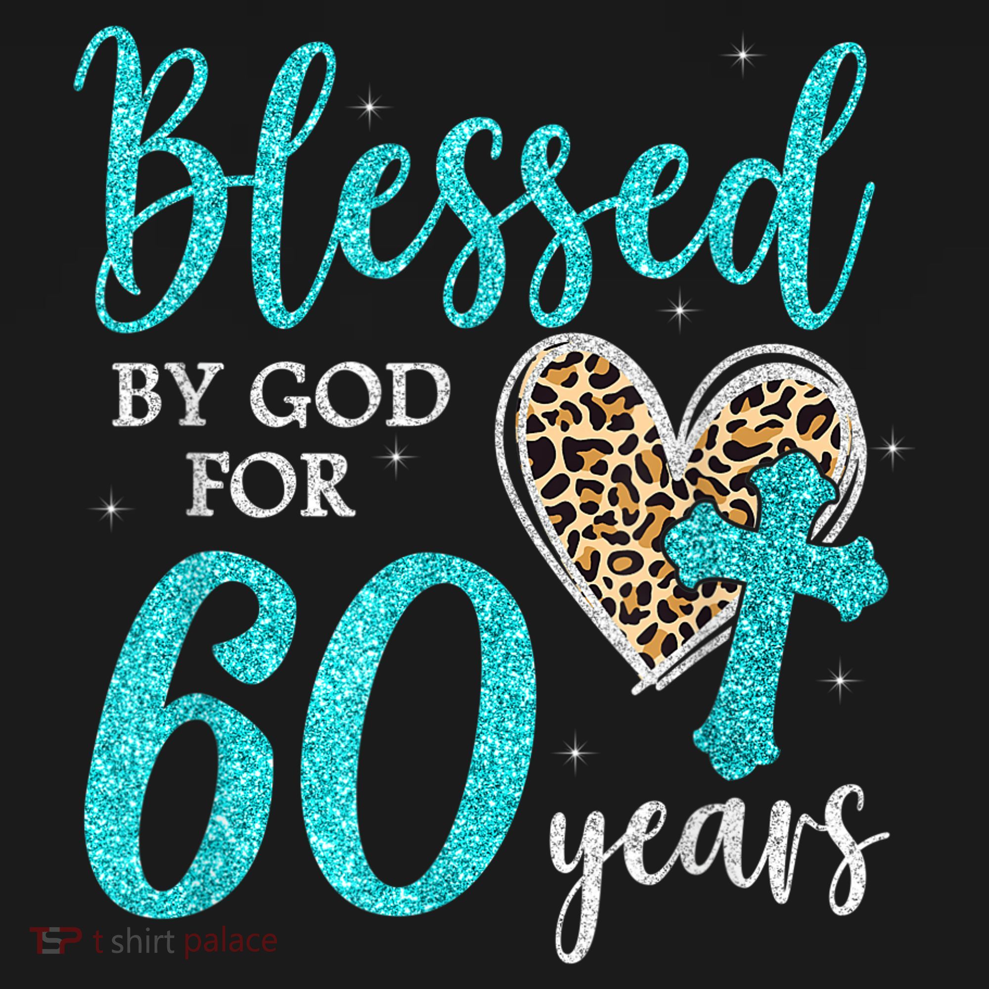Blessed By God For 60 Years Happy 60th Bday Leopard Heart Mousepad