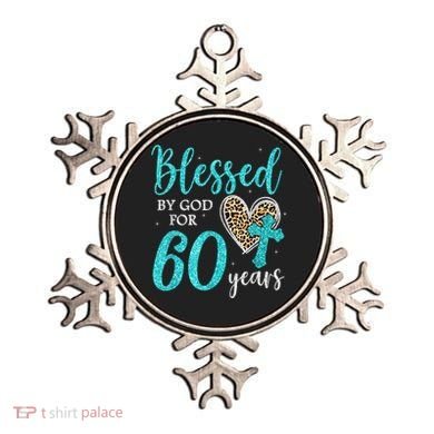 Blessed By God For 60 Years Happy 60th Bday Leopard Heart Ornament