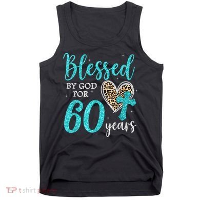 Blessed By God For 60 Years Happy 60th Bday Leopard Heart Tank Top