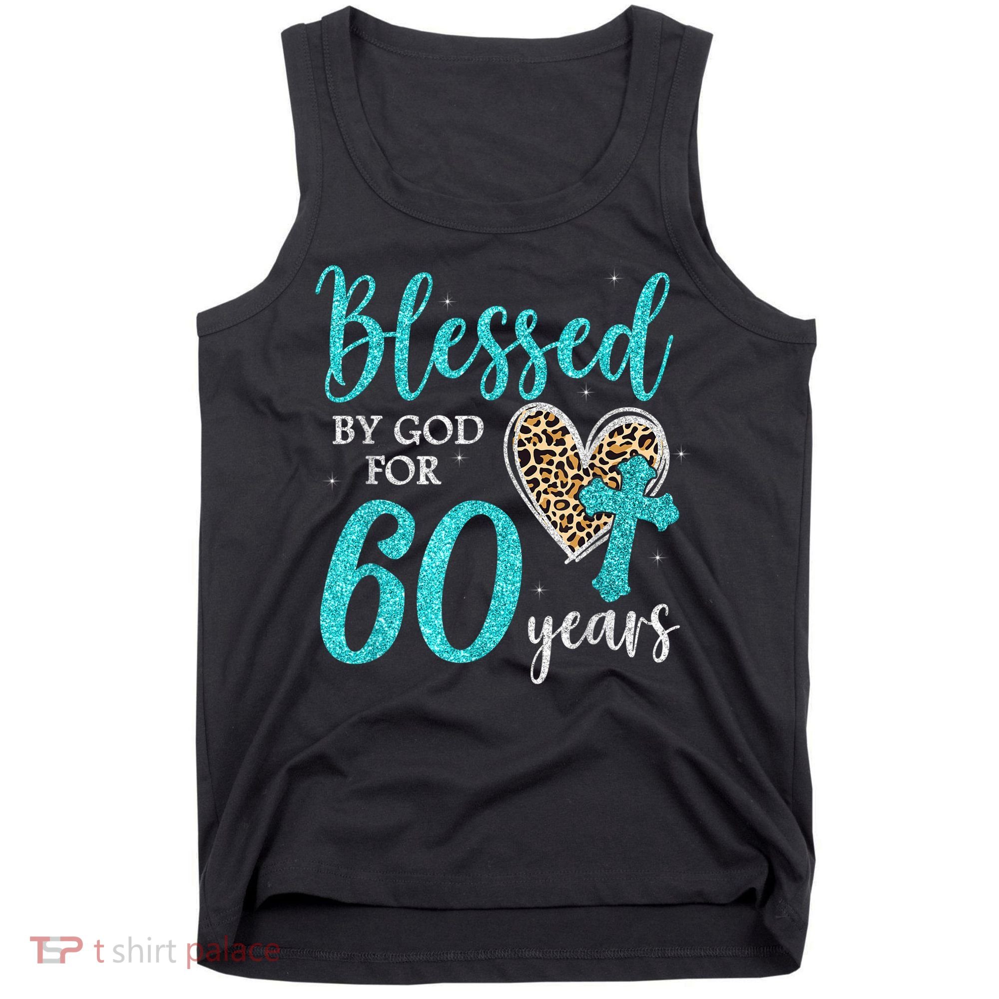 Blessed By God For 60 Years Happy 60th Bday Leopard Heart Tank Top