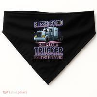 Blessed by God Spoiled by my Trucker Funny Trucker Wife USA-Made Doggie Bandana thumb 0