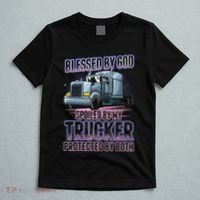 Blessed by God Spoiled by my Trucker Funny Trucker Wife T-Shirt thumb 5