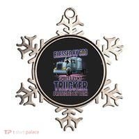 Blessed by God Spoiled by my Trucker Funny Trucker Wife Ornament thumb 0