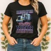 Blessed by God Spoiled by my Trucker Funny Trucker Wife Women's T-Shirt thumb 2