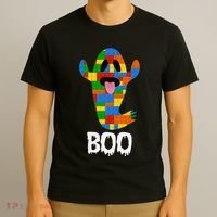 Building Blocks Ghost Boo Master Builder Halloween T-Shirt thumb 3