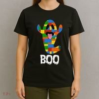Building Blocks Ghost Boo Master Builder Halloween T-Shirt thumb 4