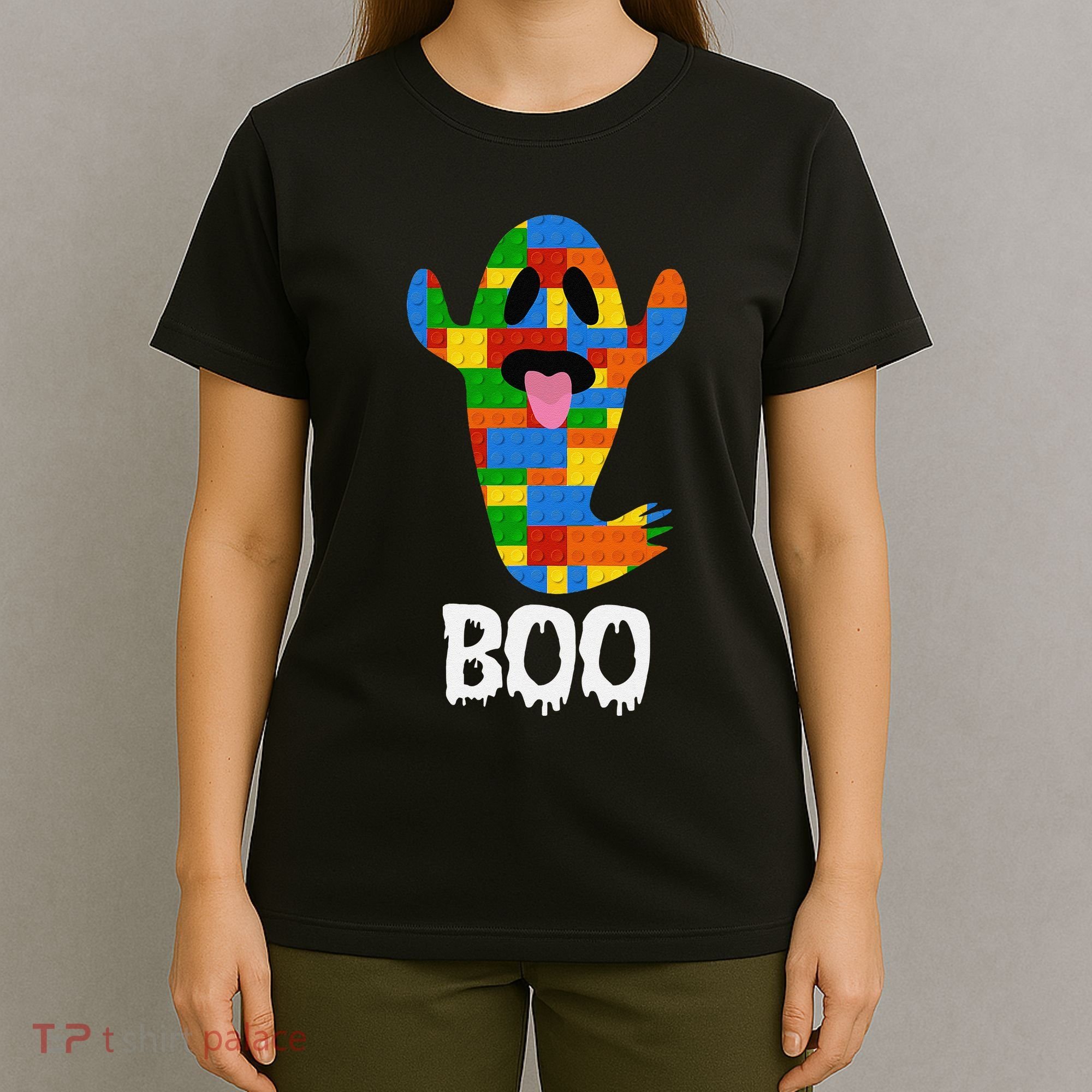 Building Blocks Ghost Boo Master Builder Halloween T-Shirt