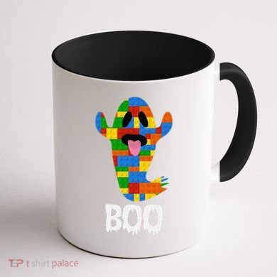 Building Blocks Ghost Boo Master Builder Halloween Coffee Mug back