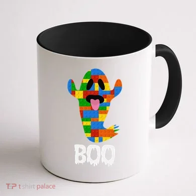 Building Blocks Ghost Boo Master Builder Halloween Coffee Mug back