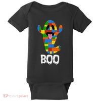 Building Blocks Ghost Boo Master Builder Halloween Baby Bodysuit thumb 0