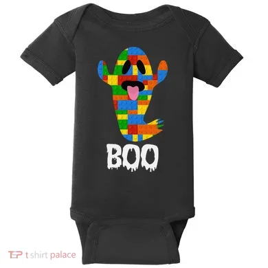 Building Blocks Ghost Boo Master Builder Halloween Baby Bodysuit