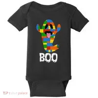 Building Blocks Ghost Boo Master Builder Halloween Baby Bodysuit thumb 0