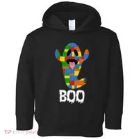Building Blocks Ghost Boo Master Builder Halloween Toddler Hoodie thumb 0