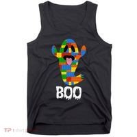 Building Blocks Ghost Boo Master Builder Halloween Tank Top thumb 0