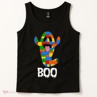 Building Blocks Ghost Boo Master Builder Halloween Tank Top thumb 2