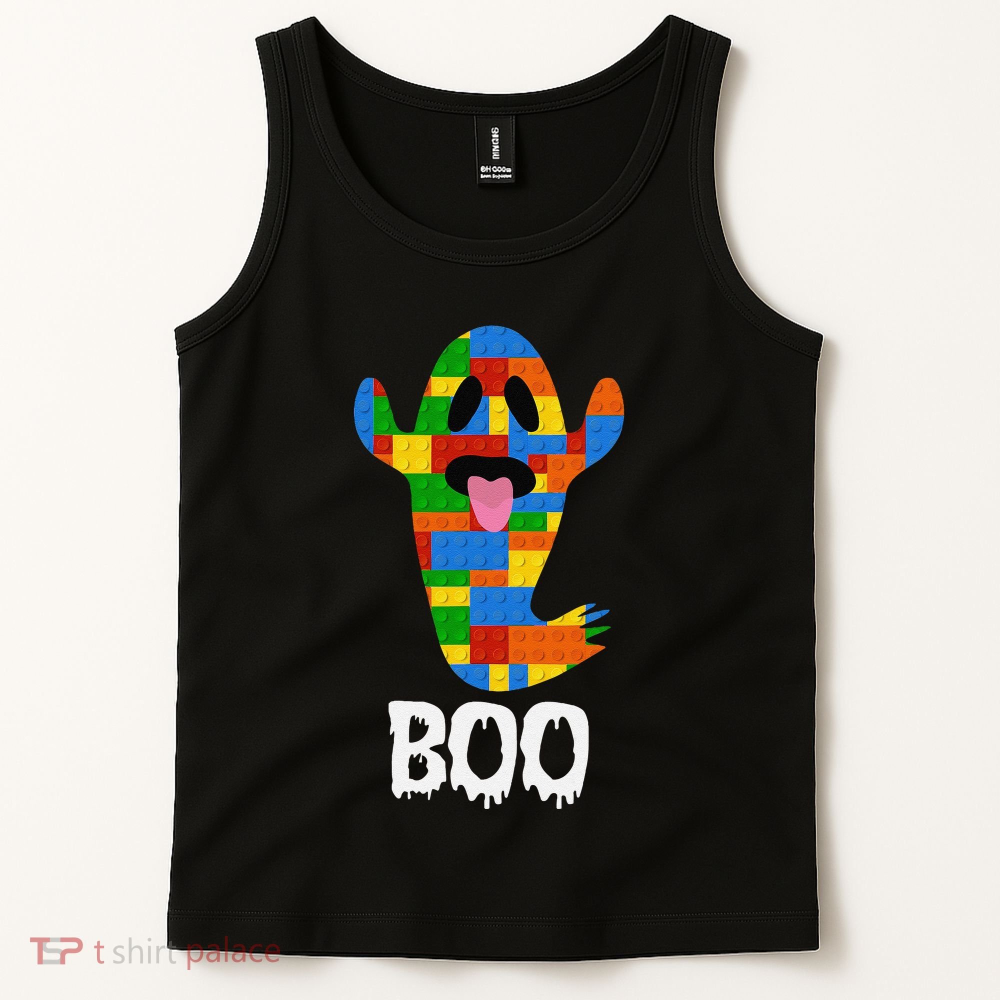 Building Blocks Ghost Boo Master Builder Halloween Tank Top