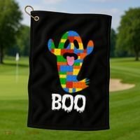 Building Blocks Ghost Boo Master Builder Halloween Golf Towel thumb 1