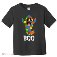 Building Blocks Ghost Boo Master Builder Halloween Toddler T-Shirt thumb 0