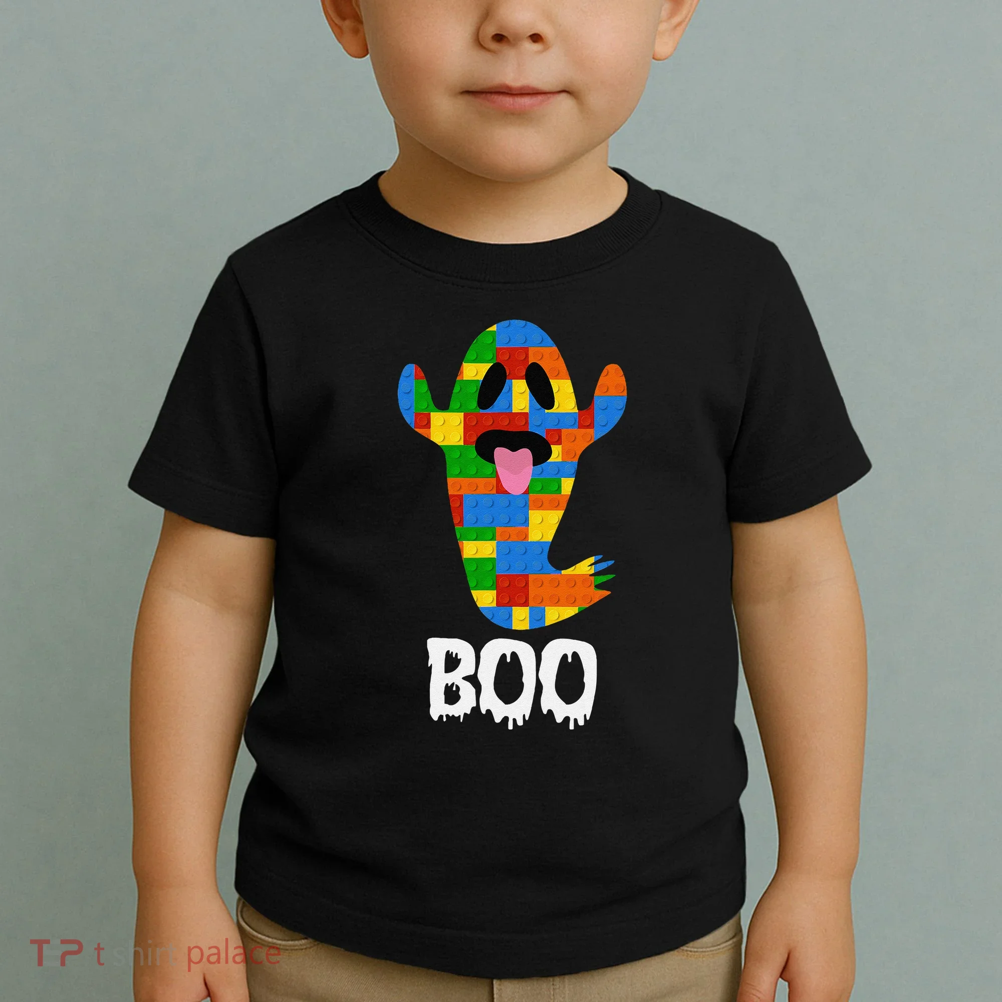 Building Blocks Ghost Boo Master Builder Halloween Toddler T-Shirt