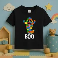 Building Blocks Ghost Boo Master Builder Halloween Toddler T-Shirt thumb 3