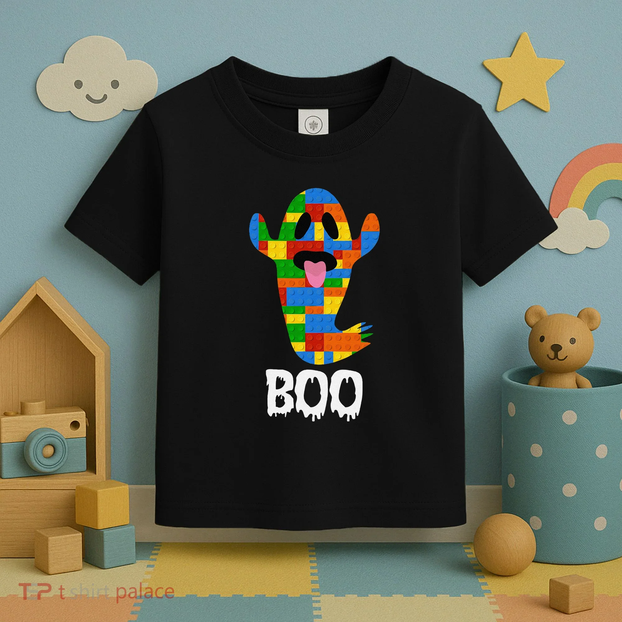 Building Blocks Ghost Boo Master Builder Halloween Toddler T-Shirt
