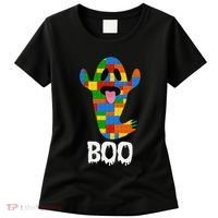 Building Blocks Ghost Boo Master Builder Halloween Women's T-Shirt thumb 0