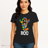 Building Blocks Ghost Boo Master Builder Halloween Women's T-Shirt thumb 4