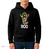 Building Blocks Ghost Boo Master Builder Halloween Kids Hoodie thumb 4