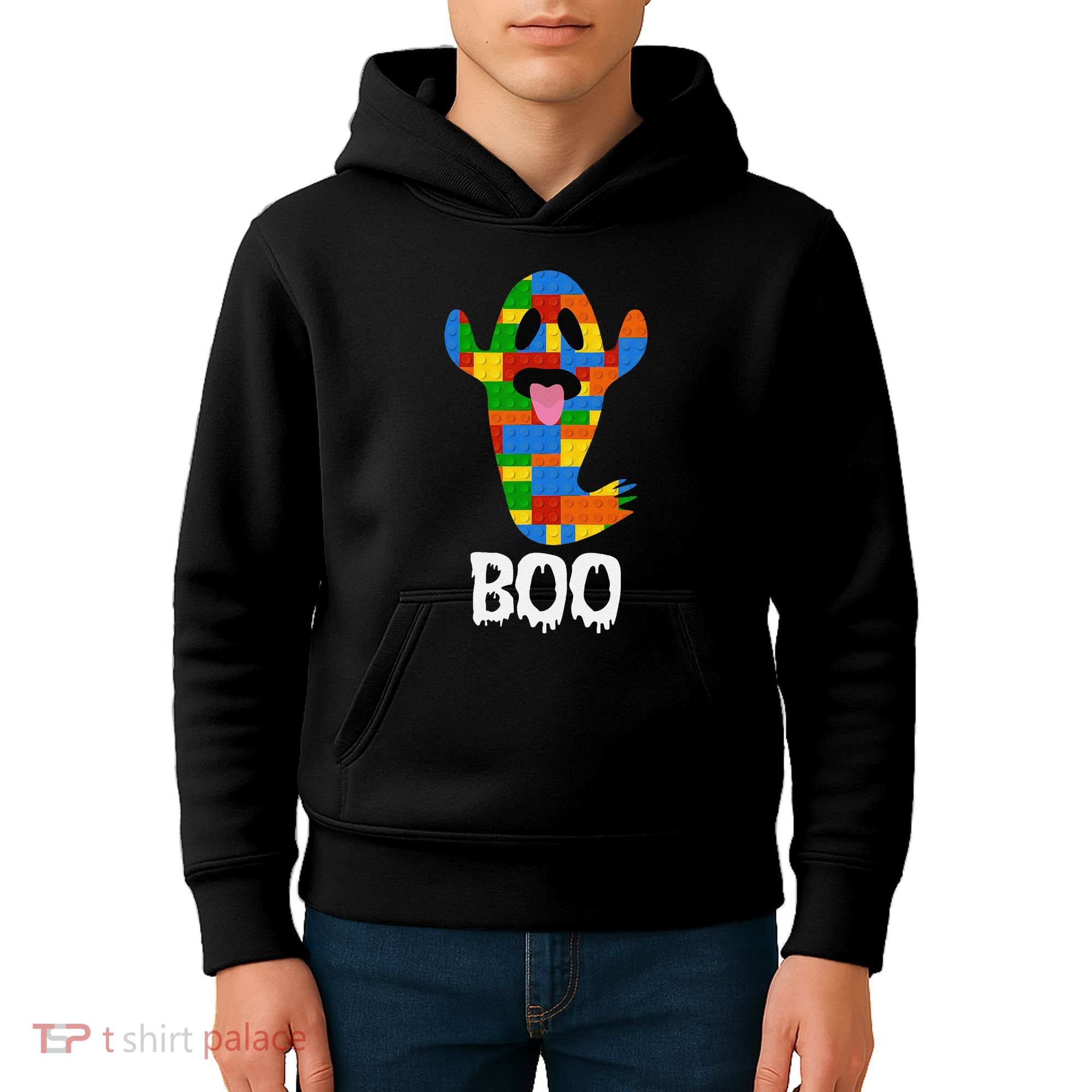 Building Blocks Ghost Boo Master Builder Halloween Kids Hoodie