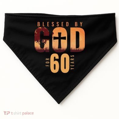 Blessed By God For 60 Years 60th Birthday Religious Theme USA-Made Doggie Bandana