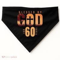 Blessed By God For 60 Years 60th Birthday Religious Theme USA-Made Doggie Bandana thumb 0