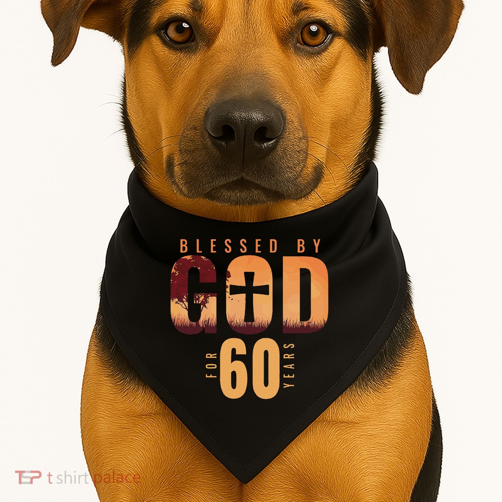 Blessed By God For 60 Years 60th Birthday Religious Theme USA-Made Doggie Bandana