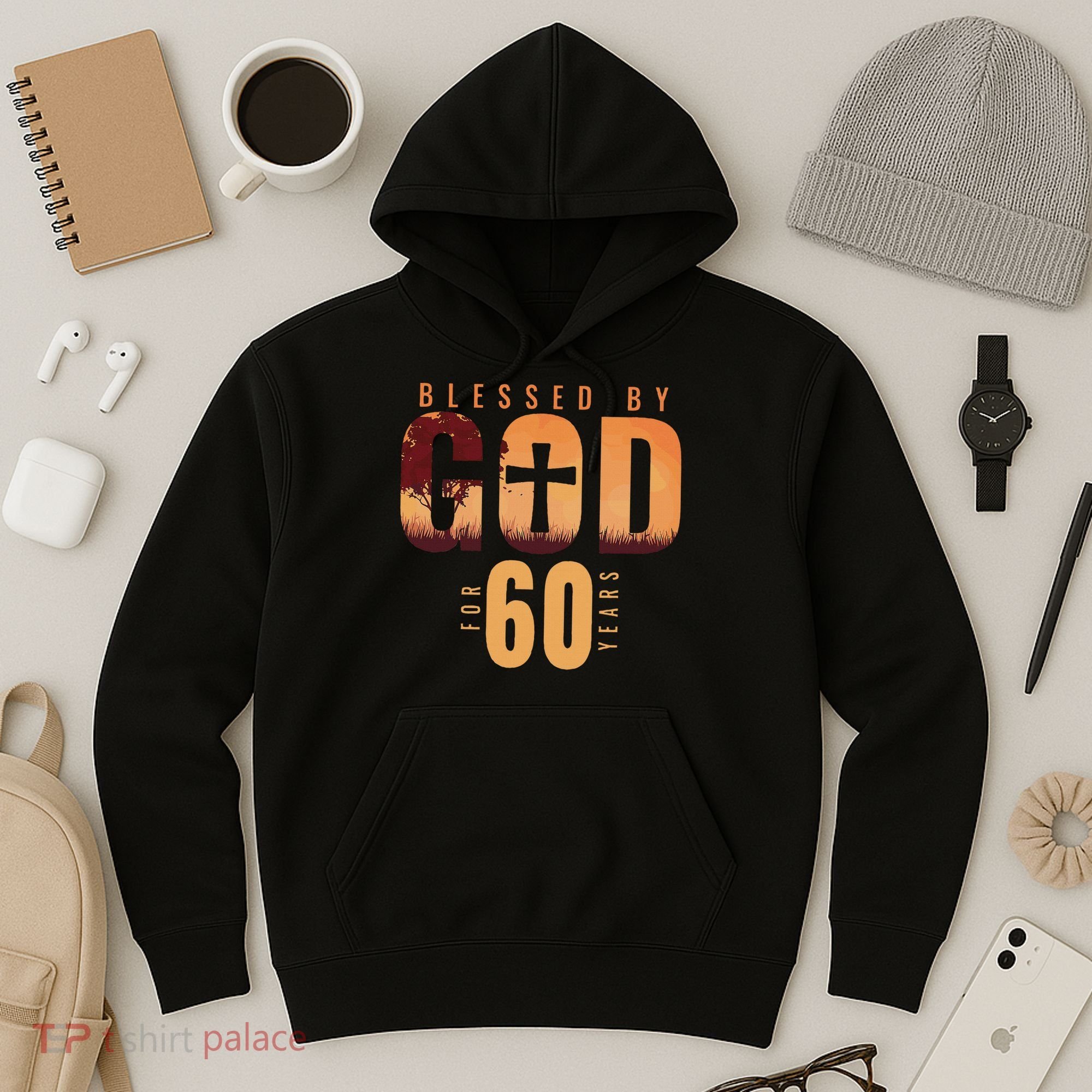 Blessed By God For 60 Years 60th Birthday Religious Theme Hoodie