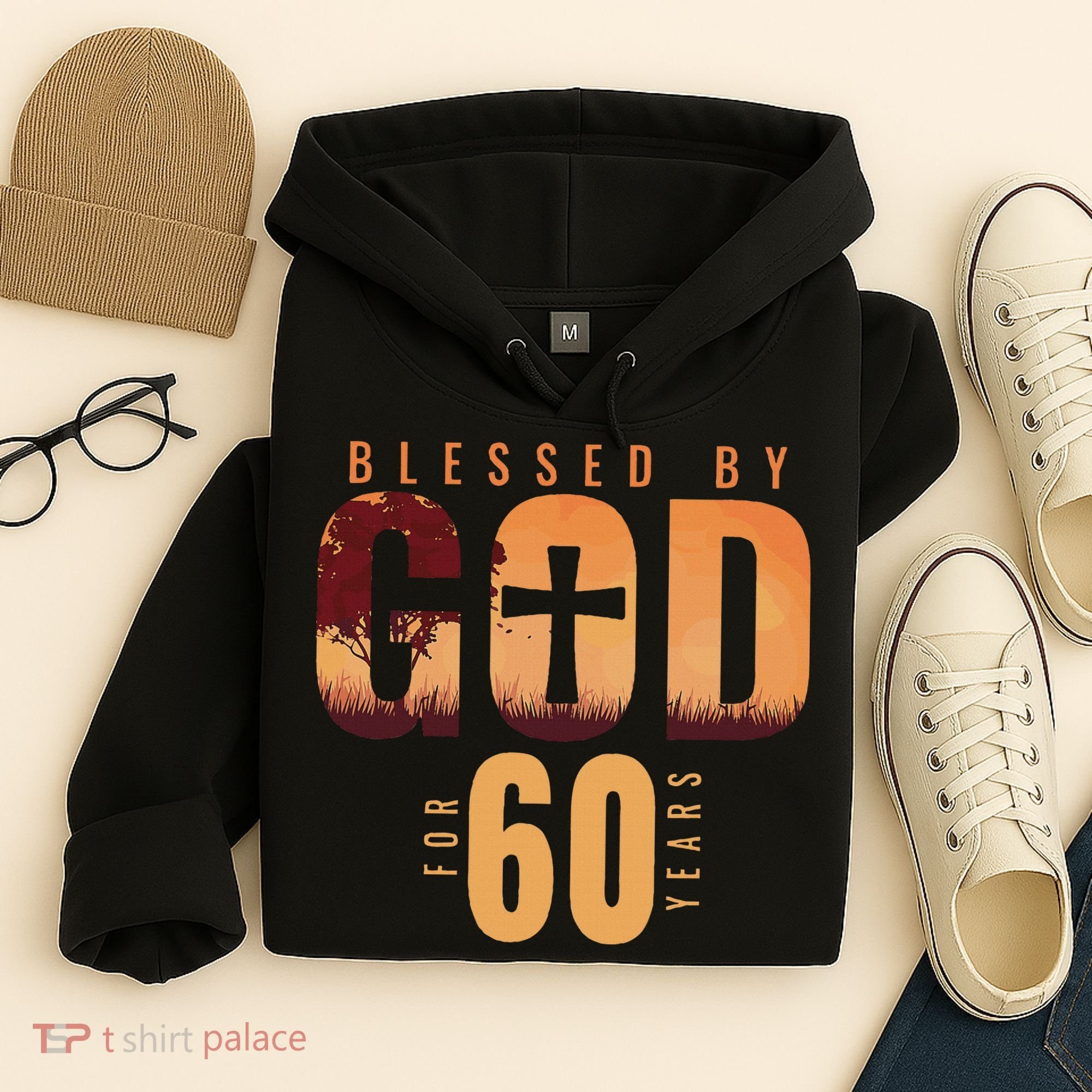 Blessed By God For 60 Years 60th Birthday Religious Theme Hoodie