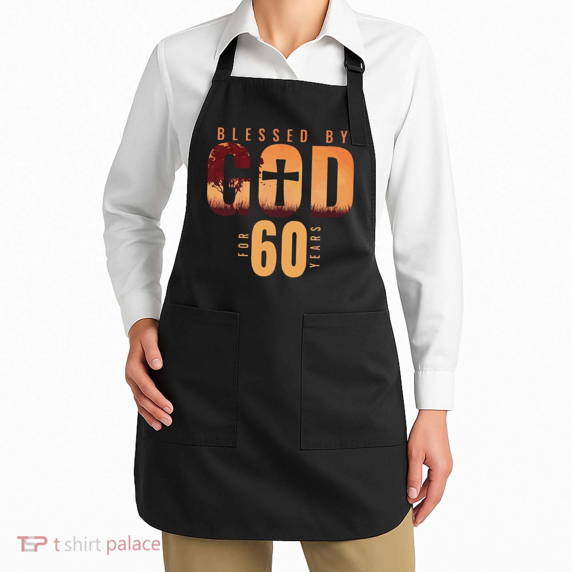 Blessed By God For 60 Years 60th Birthday Religious Theme Apron