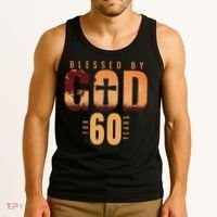 Blessed By God For 60 Years 60th Birthday Religious Theme Tank Top thumb 3
