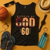 Blessed By God For 60 Years 60th Birthday Religious Theme Tank Top thumb 4